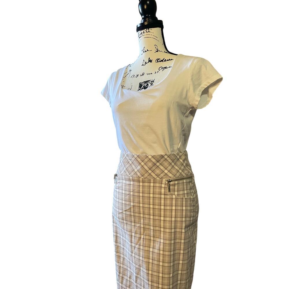 Joe B By Joe Benbasset Plaid Pencil Skirt Side Zip Pockets Stretchy Women Medium - Picture 11 of 12